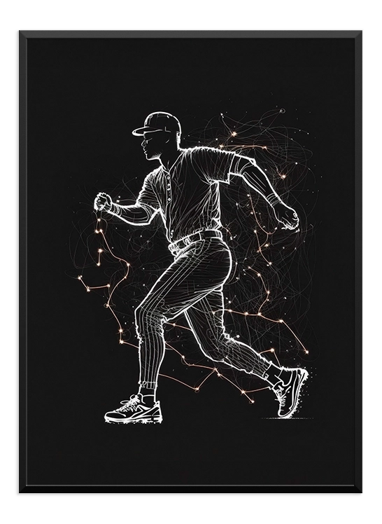 Baseball Player One Line Poster - Wallpicture