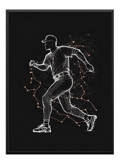 Baseball Player One Line Poster - Wallpicture