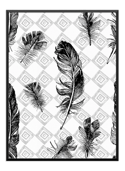 Black And White Feathers Poster - Wallpicture