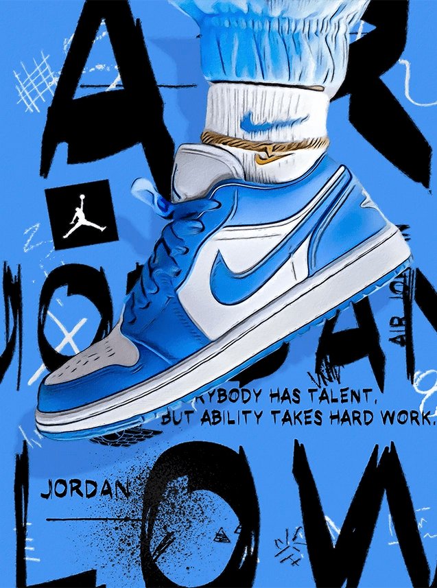 Blue Air Sneaker Art - Wallpicture