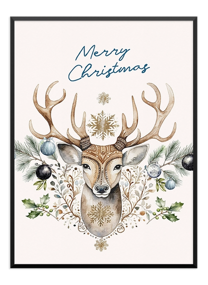 Merry Xmas Deer Poster - Wallpicture