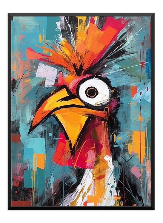 Oil Painting Rooster Poster - Wallpicture