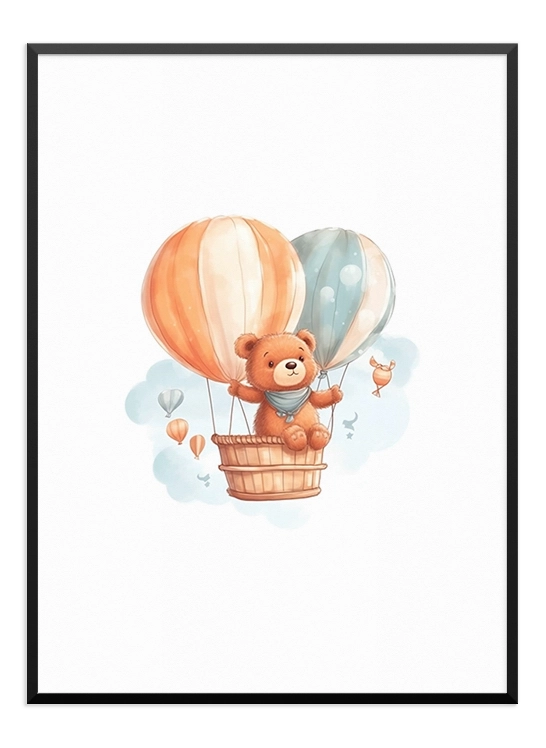 Teddy Bear Air Balloon Poster - Wallpicture