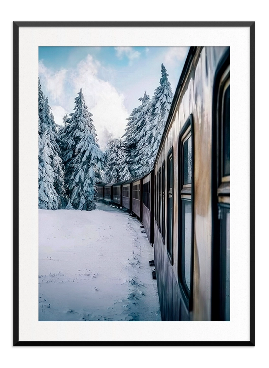 Winter Moving Train Poster - Wallpicture