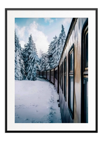 Winter Moving Train Poster - Wallpicture